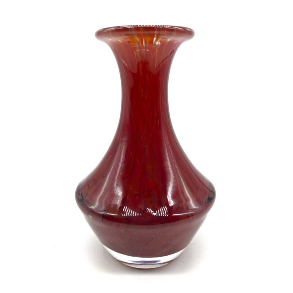 vintage bohemian czech glass Crystal vase Red Swirl Hand Cut Lead Crystal. - Picture 2 of 5
